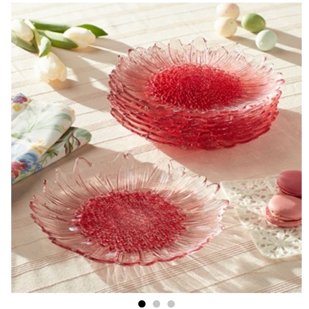 Princess House Red Glass Flower Plates